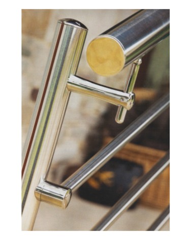 Poste Redondo 43 mm de Acero Inoxidable 316 Brillo y Satinado con Rosa Métrica M6 Lateral y Anclaje en la Base