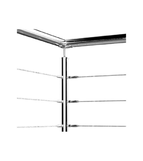 Poste Redondo 43 mm de Acero Inoxidable 316 Brillo y Satinado con Rosa Métrica M6 a 90º y Anclaje en la Base