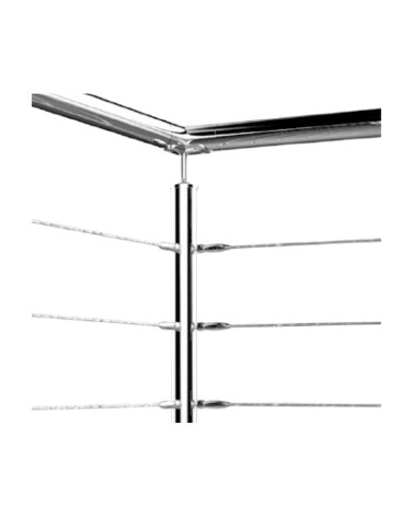 Poste Redondo 43 mm de Acero Inoxidable 316 Brillo y Satinado con Rosa Métrica M6 a 90º y Anclaje en la Base