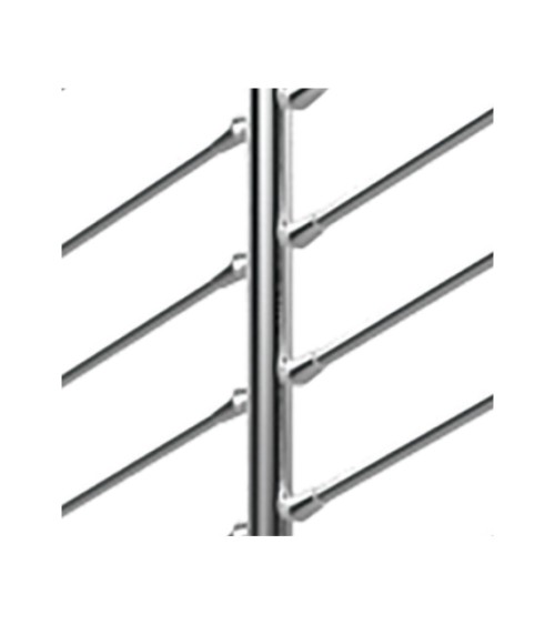 Poste Redondo 43 mm de Acero Inoxidable 316 Brillo y Satinado con Rosa Métrica M6 a 180º y Anclaje en la Base