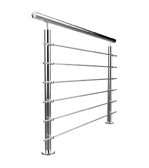 Poste Redondo 43 mm de Acero Inoxidable 316 Brillo y Satinado con Rosa Métrica M6 a 180º y Anclaje en la Base