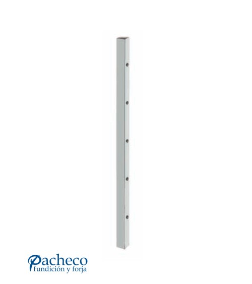 Poste Cuadrado 40 mm de Acero Inoxidable 316 Brillo y Satinado con Rosa Métrica M6 Lateral