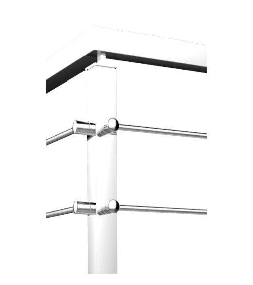 Poste Cuadrado 40 mm de Acero Inoxidable 316 Brillo y Satinado con Rosa Métrica M6 a 90º