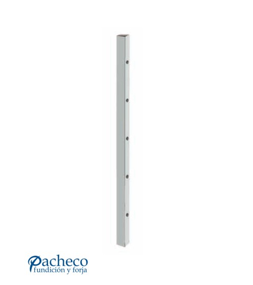 Poste Cuadrado 40 mm de Acero Inoxidable 316 Brillo y Satinado con Rosa Métrica M6 a 180º