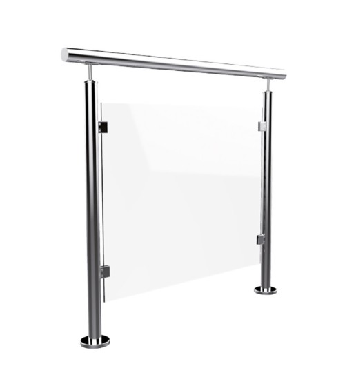 Poste Redondo 43 mm de Acero Inoxidable 316 Brillo y Satinado con Pinzas Cuadradas para Cristal Lateral Poste Redondo 43 mm de Acero Inoxidable 316 Brillo y Satinado con Pinzas Cuadradas para Cristal Lateral