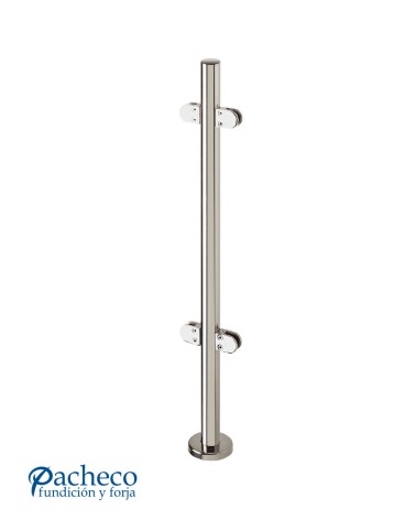 Poste Redondo 43 mm de Acero Inoxidable 316 Brillo y Satinado con Pinzas Redondas para Cristal a 180º