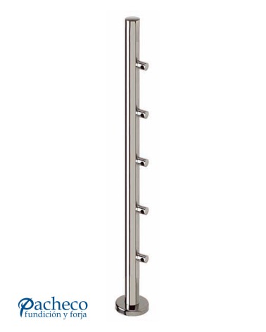 Poste Redondo 43 mm de Acero Inoxidable 316 Brillo y Satinado con Conectores Laterales