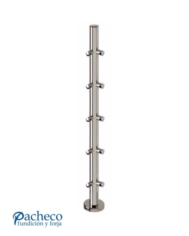 Poste Redondo 43 mm de Acero Inoxidable 316 Brillo y Satinado con Conectores a 90º