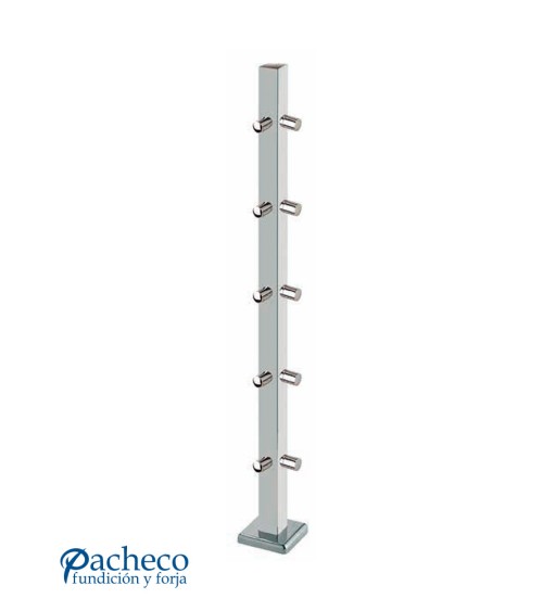 Poste Cuadrado 40 mm de Acero Inoxidable 316 Brillo y Satinado con Conectores a 90º