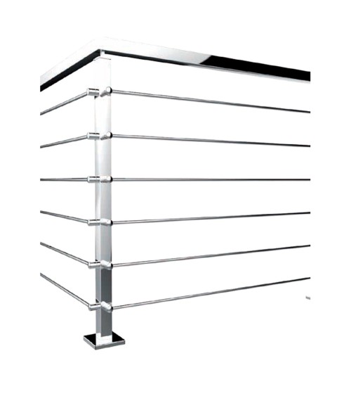 Poste Cuadrado 40 mm de Acero Inoxidable 316 Brillo y Satinado con Conectores a 90º Poste Cuadrado 40 mm de Acero Inoxidable 316 Brillo y Satinado con Conectores a 90º