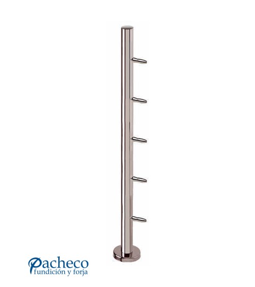 Poste Redondo 43 mm de Acero Inoxidable 316 Brillo y Satinado con Tensores Laterales