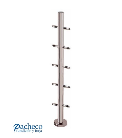 Poste Redondo 43 mm de Acero Inoxidable 316 Brillo y Satinado con Tensores a 180º