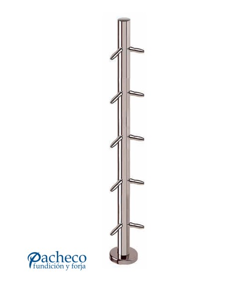 Poste Redondo 43 mm de Acero Inoxidable 316 Brillo y Satinado con Tensores a 90º