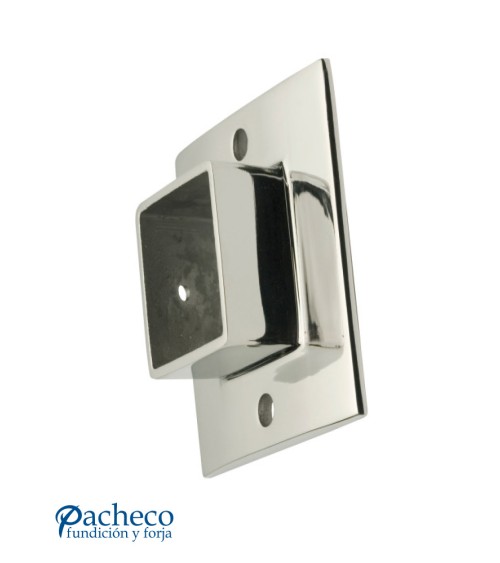 Base a Pared Cuadrada para poste Cuadrado de Acero Inxoidable 316 Brillo y Satinado