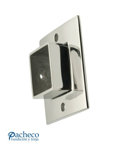 Base a Pared Cuadrada para poste Cuadrado de Acero Inxoidable 316 Brillo y Satinado