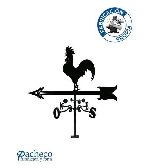 Veleta de Hierro Gallo para Tejado - Veleta de Viento con Cazoletas Decorativa Fabricada en España