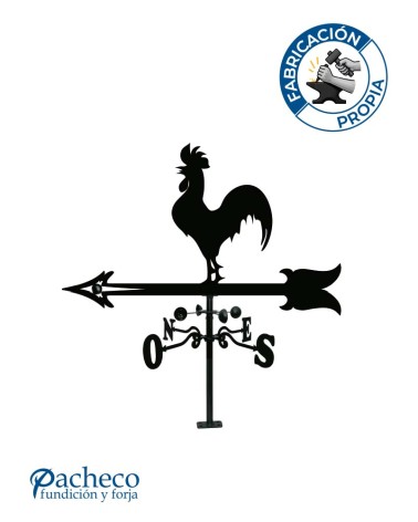 Veleta de Hierro Gallo para Tejado - Veleta de Viento con Cazoletas Decorativa Fabricada en España