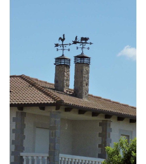 Veleta de Hierro Gallo para Tejado - Veleta de Viento con Cazoletas Decorativa Fabricada en España