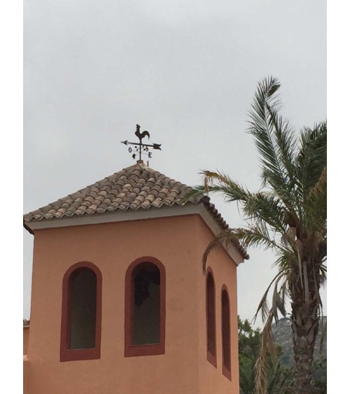 Veleta de Hierro Gallo para Tejado - Veleta de Viento con Cazoletas Decorativa Fabricada en España