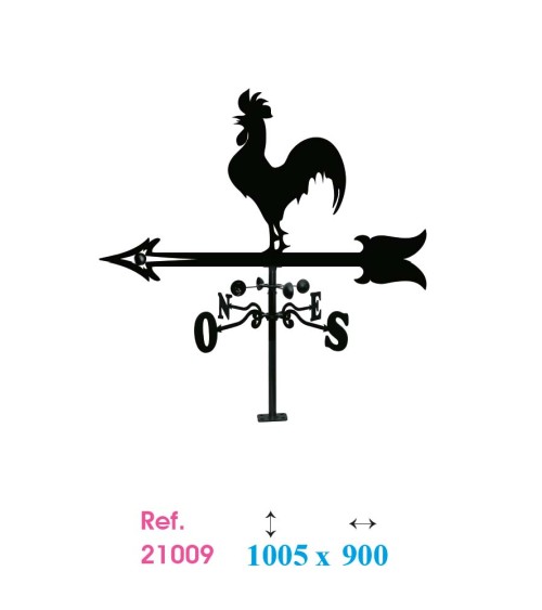 Veleta de Hierro Gallo para Tejado - Veleta de Viento con Cazoletas Decorativa Fabricada en España