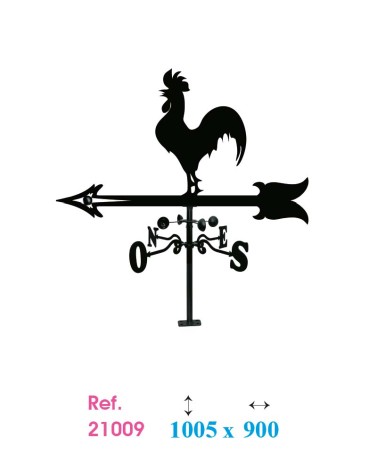 Veleta de Hierro Gallo para Tejado - Veleta de Viento con Cazoletas Decorativa Fabricada en España