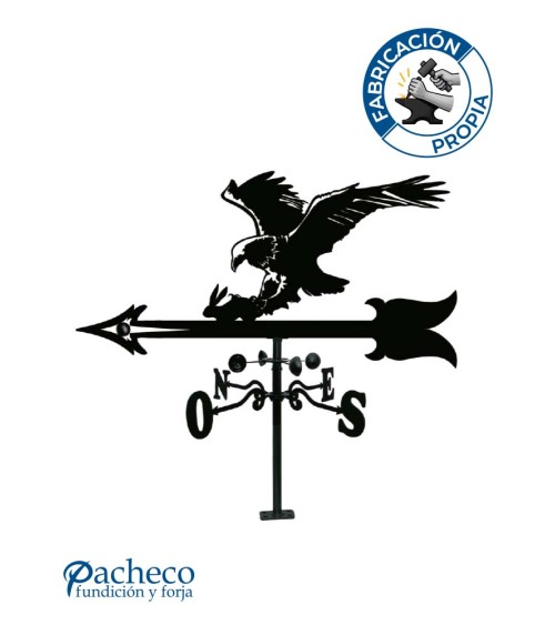 Veleta de Hierro Águila para Tejado - Veleta de Viento con Cazoletas Decorativa Fabricada en España