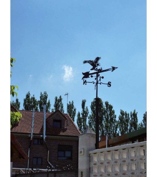 Veleta de Hierro Águila para Tejado - Veleta de Viento con Cazoletas Decorativa Fabricada en España Veleta de Hierro Águila para Tejado - Veleta de Viento con Cazoletas Decorativa Fabricada en España