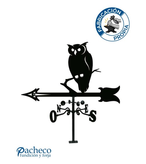 Veleta de Hierro Búho para Tejado - Veleta de Viento con Cazoletas Decorativa Fabricada en España