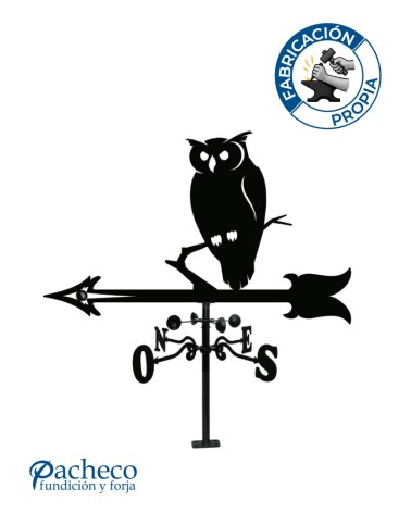 Veleta de Hierro Búho para Tejado - Veleta de Viento con Cazoletas Decorativa Fabricada en España