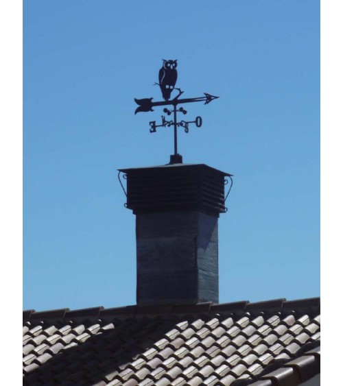 Veleta de Hierro Búho para Tejado - Veleta de Viento con Cazoletas Decorativa Fabricada en España