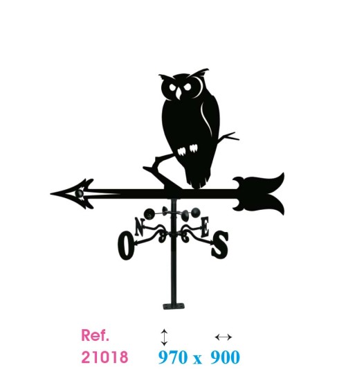 Veleta de Hierro Búho para Tejado - Veleta de Viento con Cazoletas Decorativa Fabricada en España