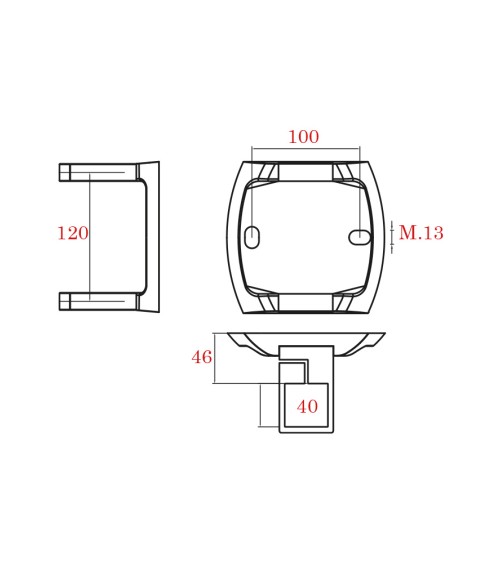 Soporte de Acero Inoxidable 316 Brillo y Satinado a Pared para Sujección Doble de Poste Cuadrado