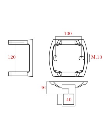 Soporte de Acero Inoxidable 316 Brillo y Satinado a Pared para Sujección Doble de Poste Cuadrado