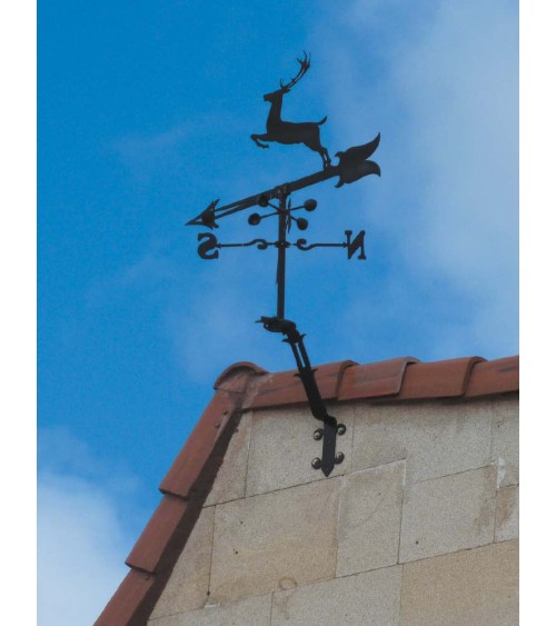 Veleta de Hierro Ciervo para Tejado - Veleta de Viento con Cazoletas de Caza Fabricada en España