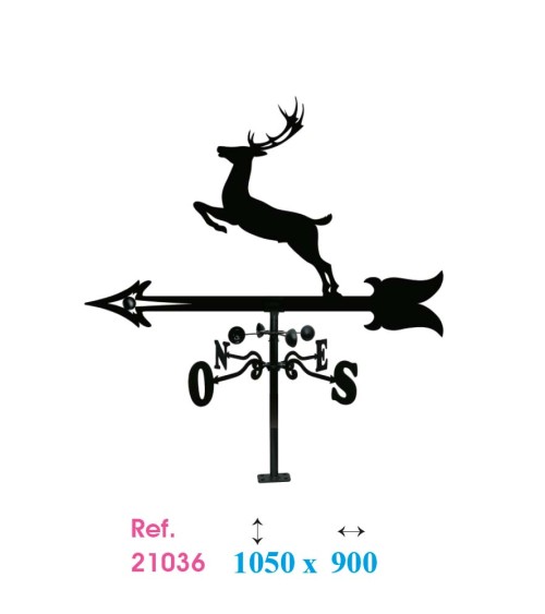 Veleta de Hierro Ciervo para Tejado - Veleta de Viento con Cazoletas de Caza Fabricada en España