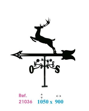 Veleta de Hierro Ciervo para Tejado - Veleta de Viento con Cazoletas de Caza Fabricada en España