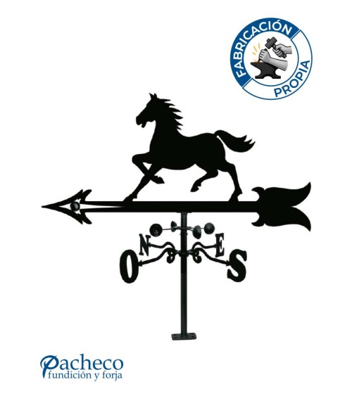 Veleta de Hierro Caballo Galopando para Tejado - Veleta de Viento con Cazoletas Ecuestre Fabricada en España