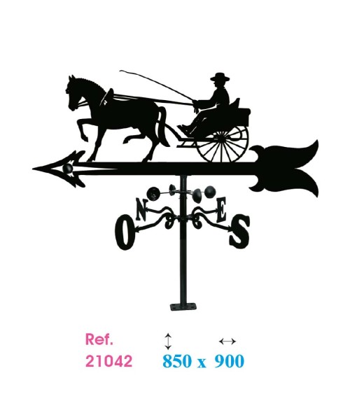 Veleta de Hierro Carruaje con Caballo para Tejado - Veleta de Viento con Cazoletas de Oficios Tradicionales Fabricada en España