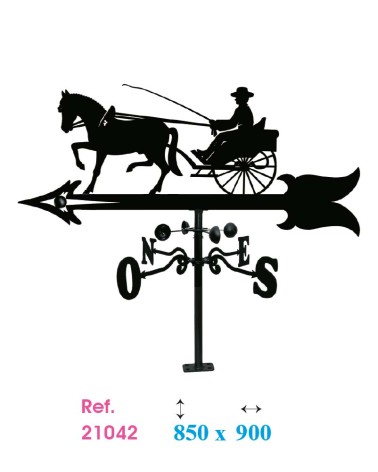 Veleta de Hierro Carruaje con Caballo para Tejado - Veleta de Viento con Cazoletas de Oficios Tradicionales Fabricada en España