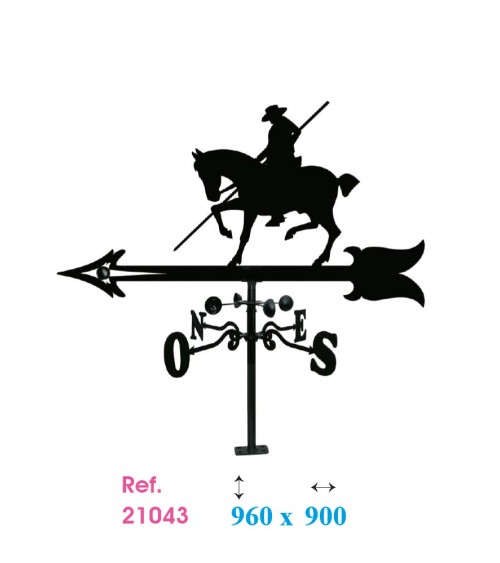 Veleta de Hierro Garrochista para Tejado - Veleta de Viento con Cazoletas Ecuestre Fabricada en España