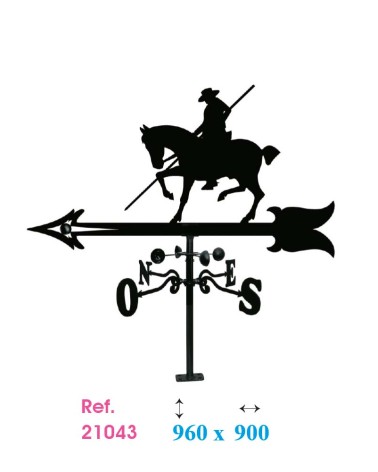 Veleta de Hierro Garrochista para Tejado - Veleta de Viento con Cazoletas Ecuestre Fabricada en España