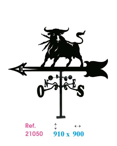 Veleta de Hierro Toro Bravo para Tejado - Veleta de Viento con Cazoletas Taurina Fabricada en España
