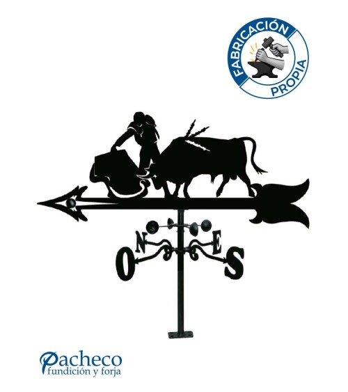 Veleta de Hierro Toreando para Tejado - Veleta de Viento con Cazoletas Taurina Fabricada en España