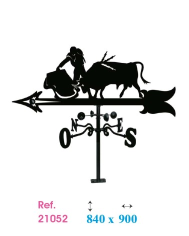 Veleta de Hierro Toreando para Tejado - Veleta de Viento con Cazoletas Taurina Fabricada en España