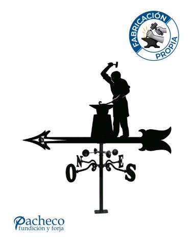 Veleta de Herrero y Yunque para Tejado - Veleta de Viento con Cazoletas Oficios Tradicionales Fabricada en España