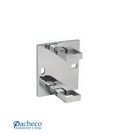 Soporte Cuadrado de Acero Inoxidable 316 Brillo y Satinado a Pared para Sujección Doble de Poste Cuadrado