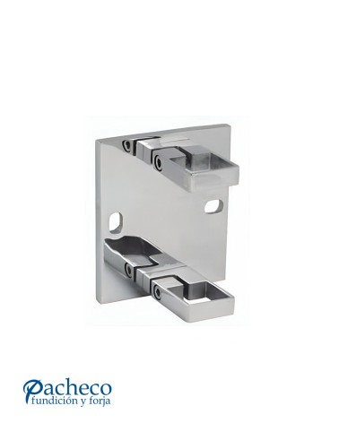 Soporte Cuadrado de Acero Inoxidable 316 Brillo y Satinado a Pared para Sujección Doble de Poste Cuadrado