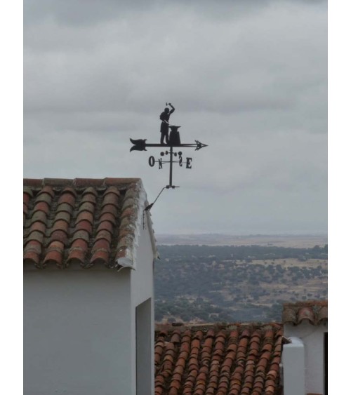 Veleta de Herrero y Yunque para Tejado - Veleta de Viento con Cazoletas Oficios Tradicionales Fabricada en España