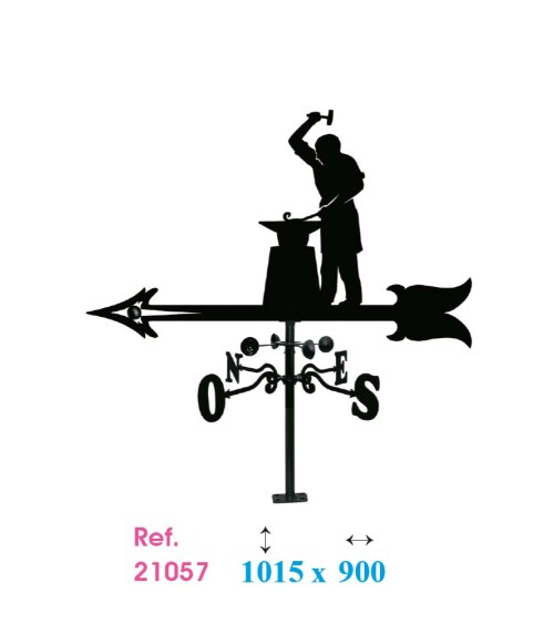 Veleta de Herrero y Yunque para Tejado - Veleta de Viento con Cazoletas Oficios Tradicionales Fabricada en España