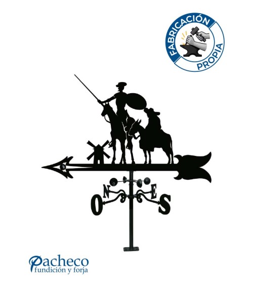 Veleta de Hierro de Don Quijote y Sancho Panza para Tejado - Veleta de Viento con Cazoletas de Oficios Tradicionales Fabricada e